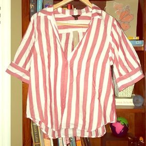 J Crew striped, button up short sleeve shirt